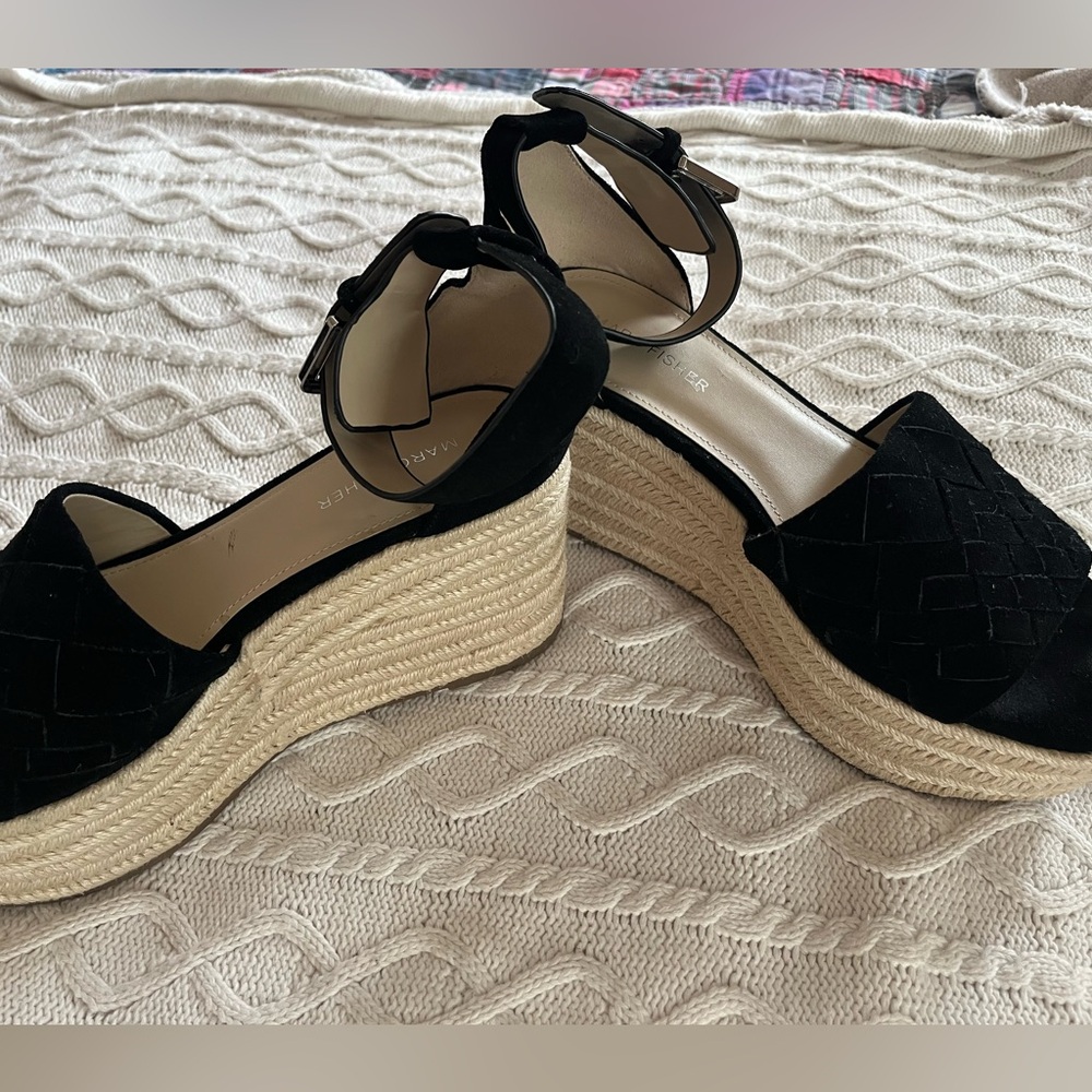 Marc Fisher Black Wedge Espadrilles Women’s Size 9.5 - Picture 2 of 15